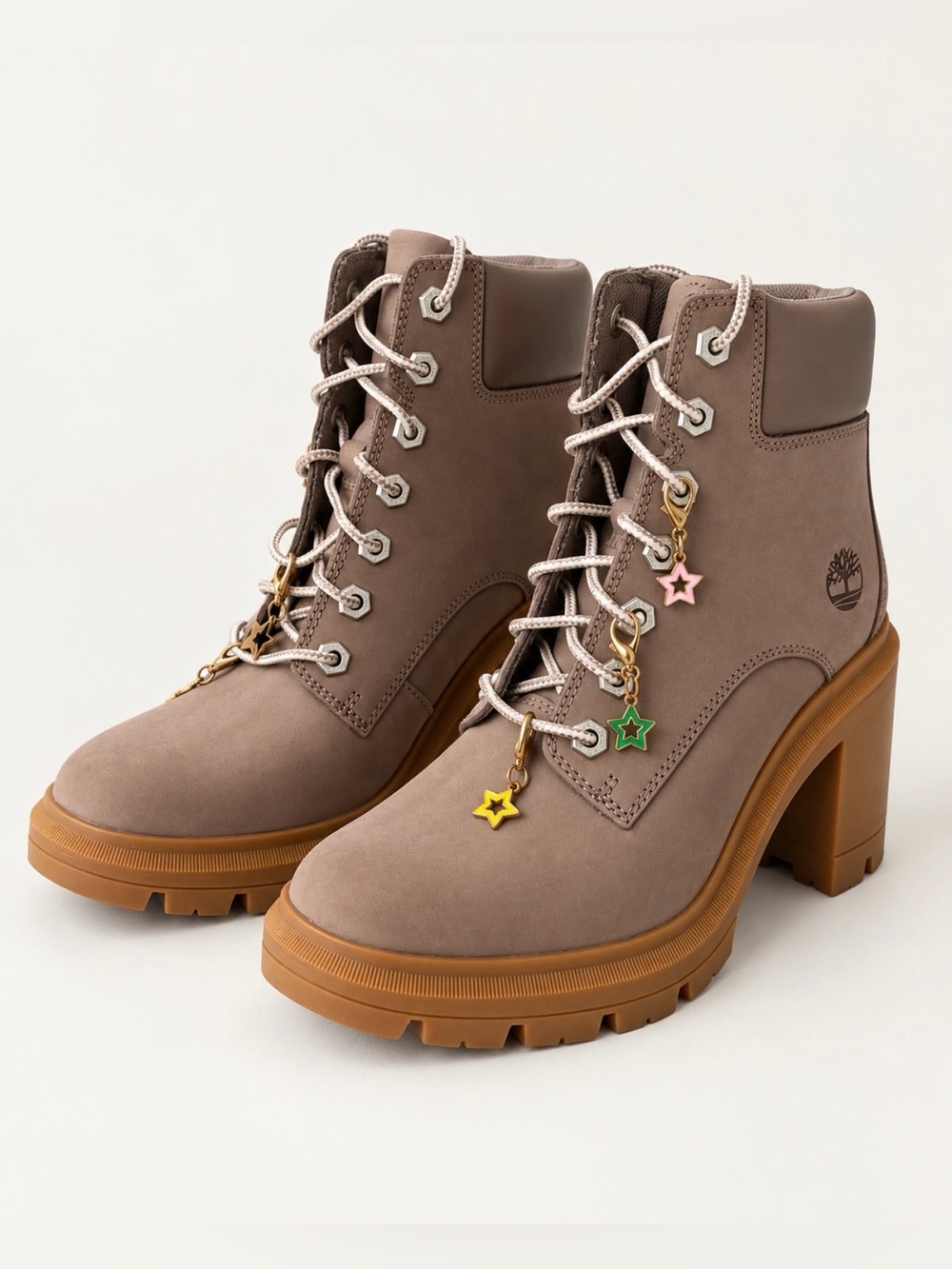 Timberland Women’s Taupe Lug-Heel Ankle Boots Size 6.5 Premium Leather